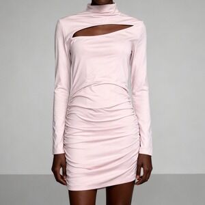 open lace back dress Smak Parlour Hot Pink Heart Cutout Bell Sleeve Mini Dress – Unique Vintage main image 0